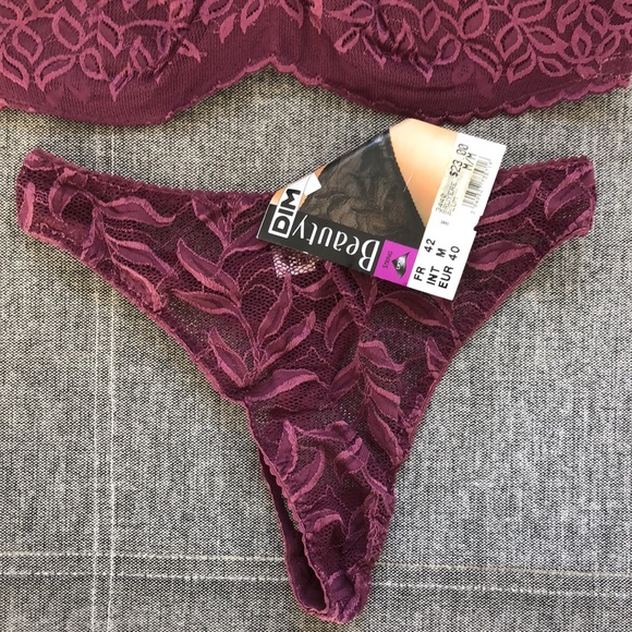 New DIM France purple strapless bra thong 38B M - Picture 3 of 9